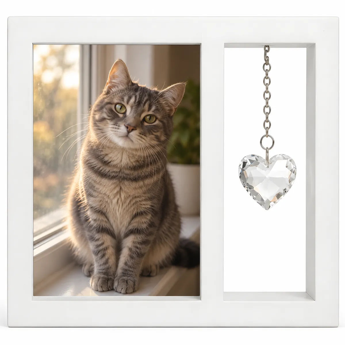 Pet Memorial Frame with Crystal Heart Suncatcher