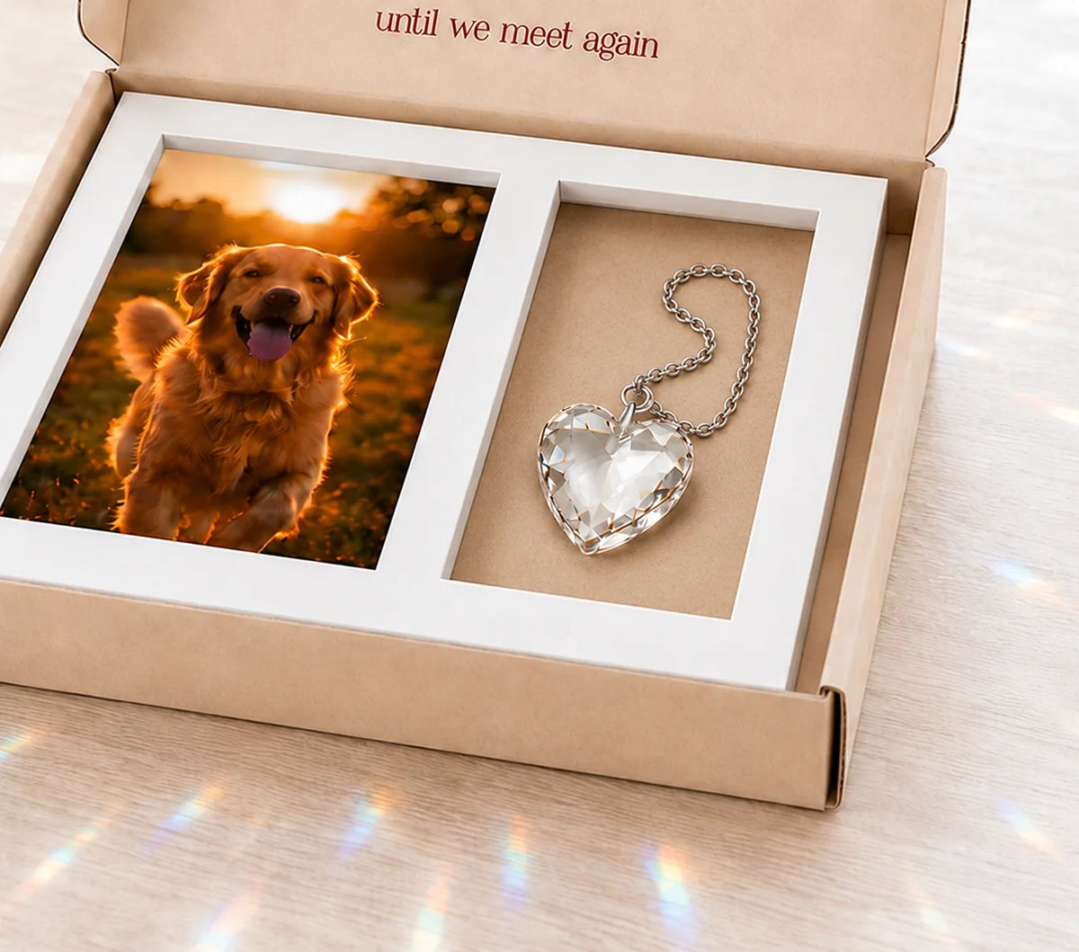 Pet Memorial Frame with Crystal Heart Suncatcher